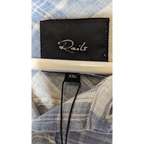 NWT Mens Rails Wyatt blue plaid button front shirt size XXLarge - Picture 7 of 10